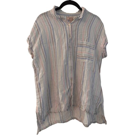 Per Se Pastel Striped Shirt size large - Picture 1 of 4
